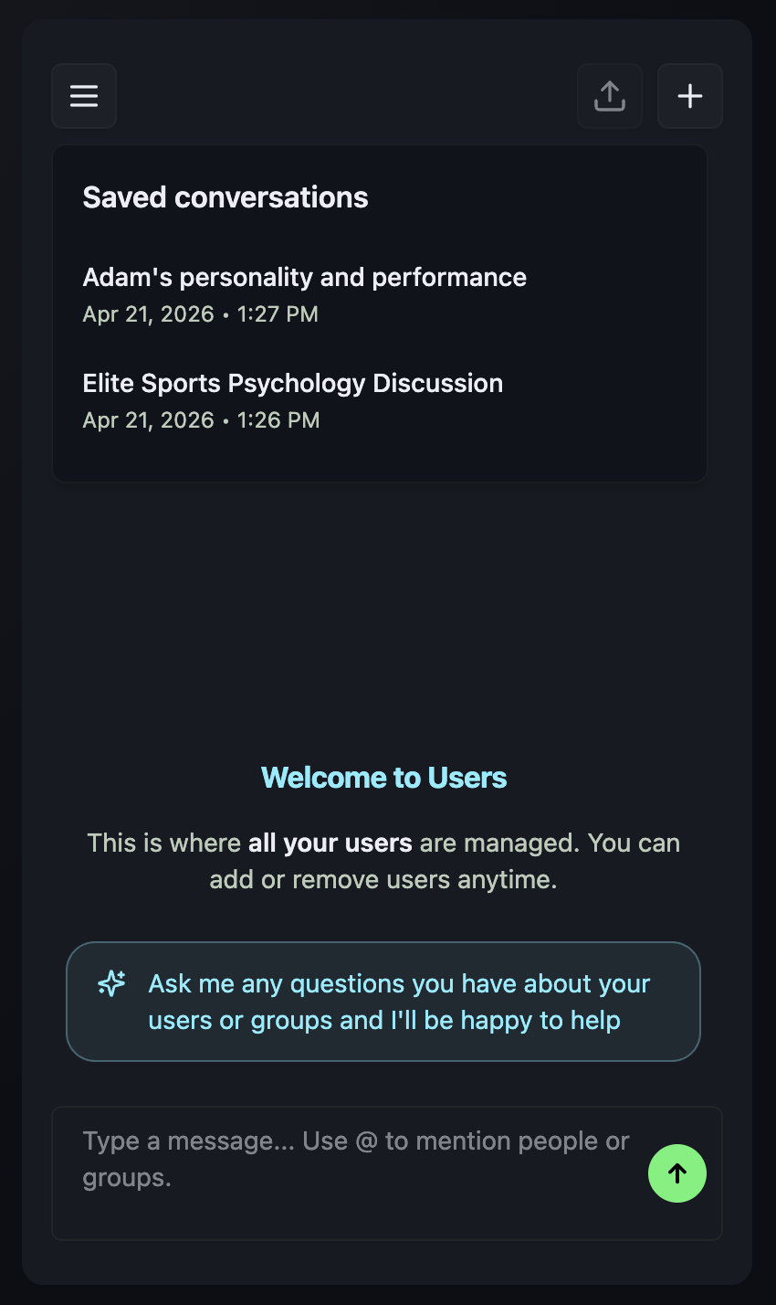 Co-Pilot controls and conversation history