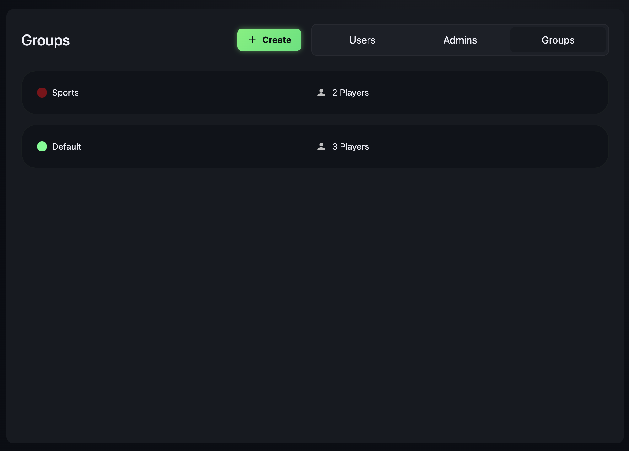 Groups page with group cards and member list