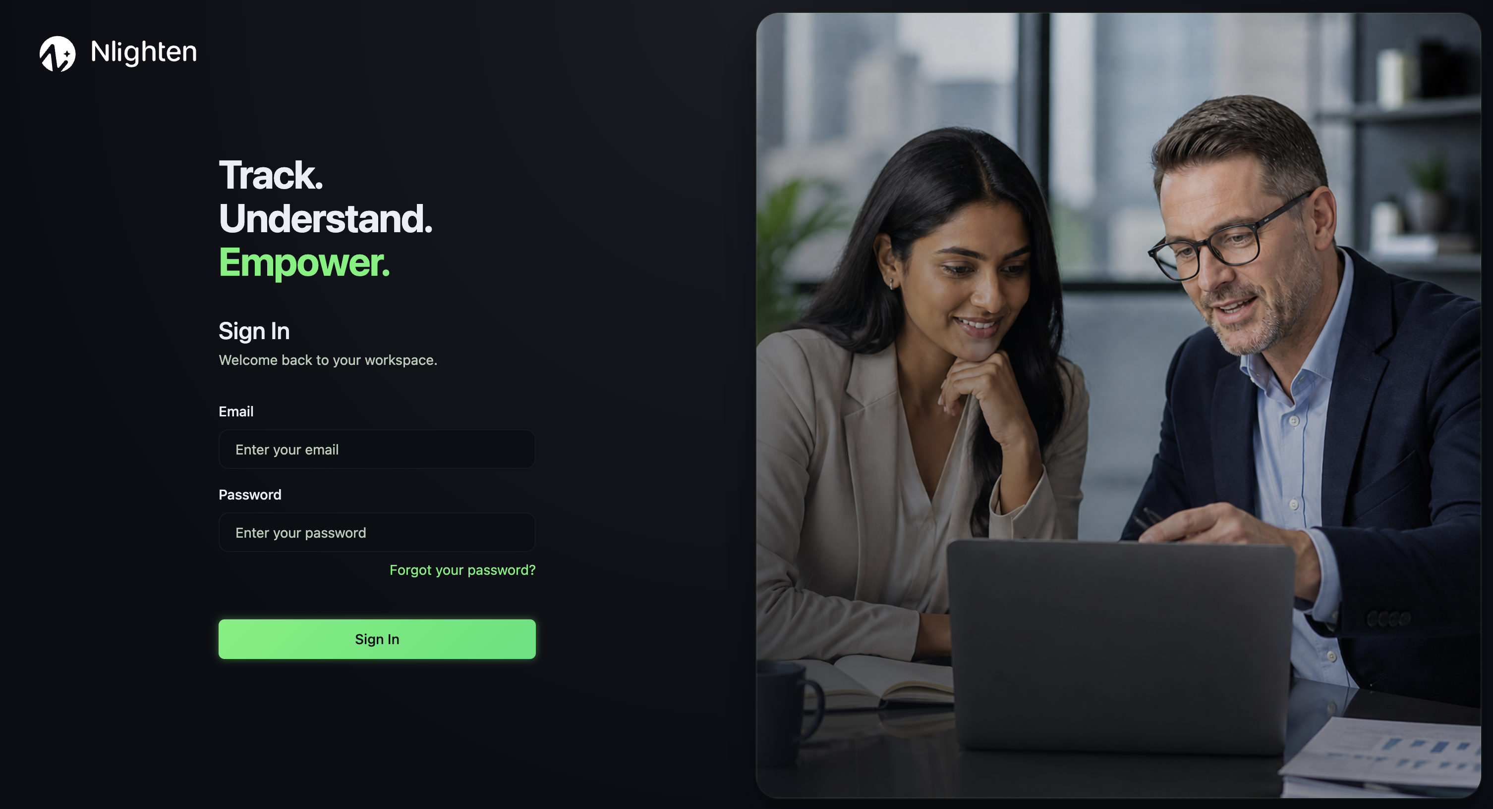 Hub login screen
